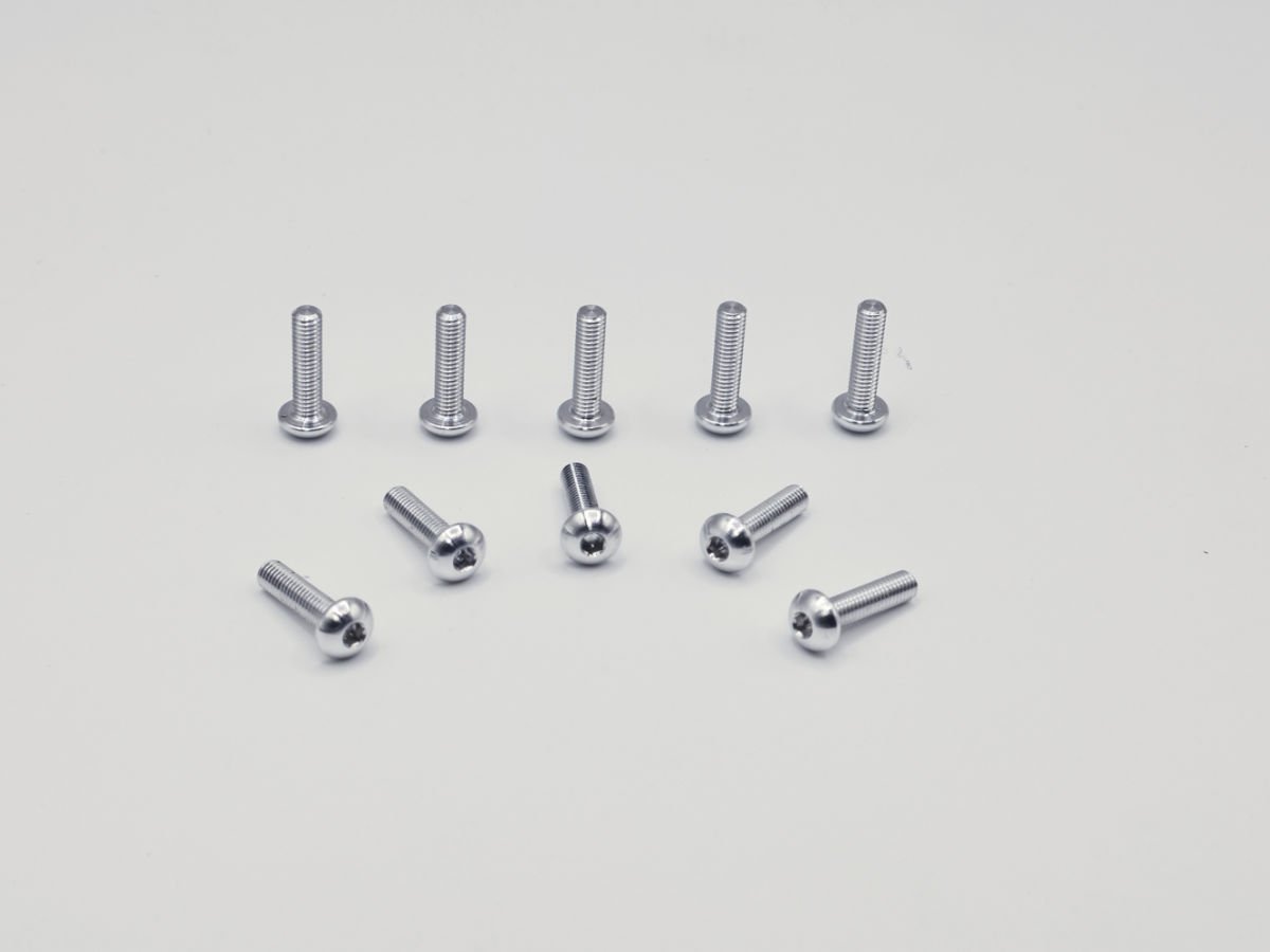 Precision Aluminum Screw M3x12 - Silver Anodized (Round Head)