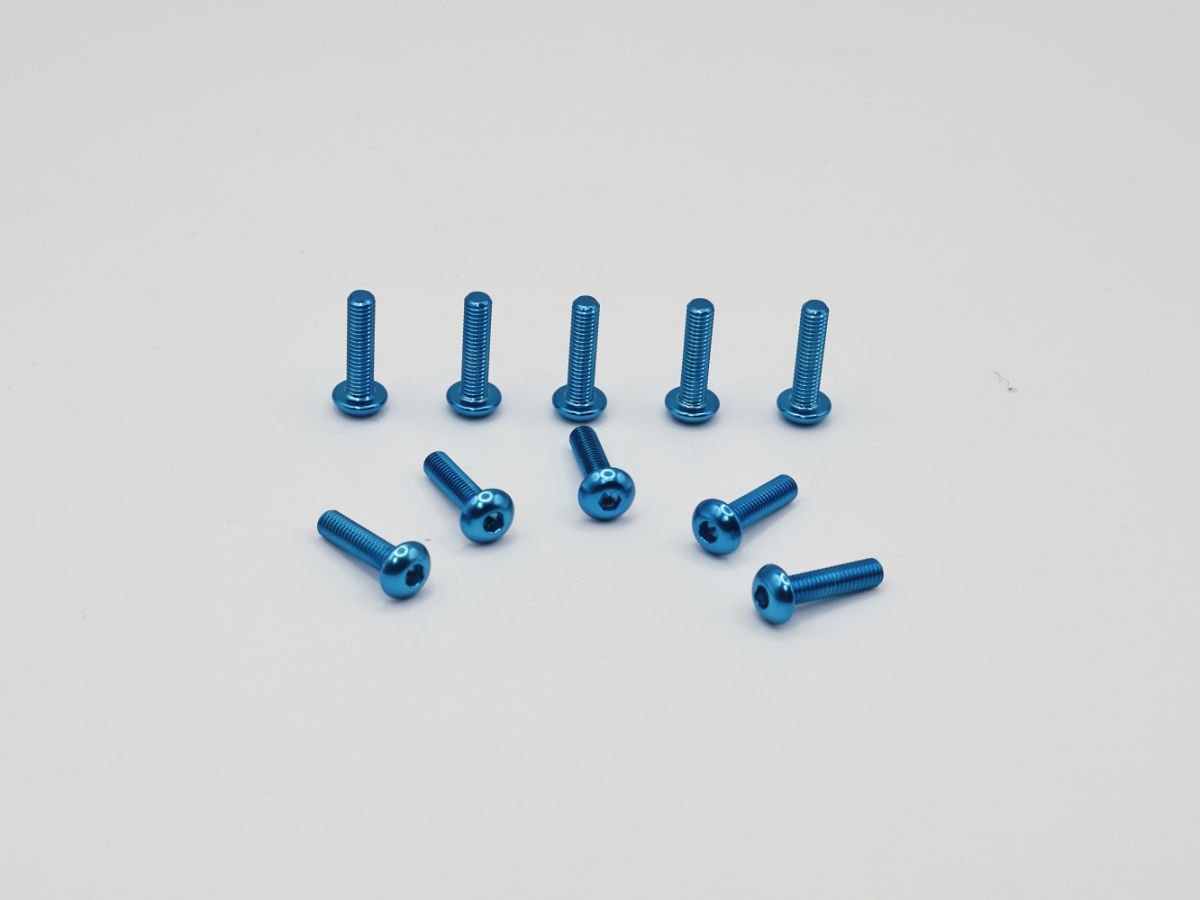 Precision Aluminum Screw M3x12- Blue Anodized (Round Head)