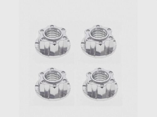 CNC Machined Aluminum M4 Nuts - Silver Anodized (4pcs Set)