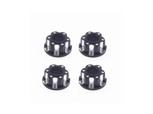 CNC Machined Aluminum M4 Nuts - Black Anodized (4pcs Set)
