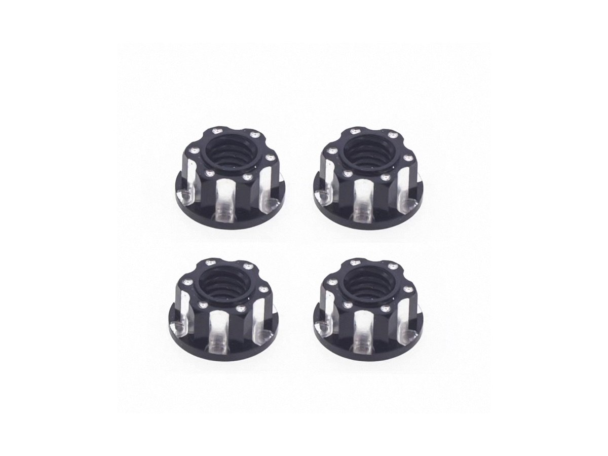 CNC Machined Aluminum M4 Nuts - Black Anodized (4pcs Set)