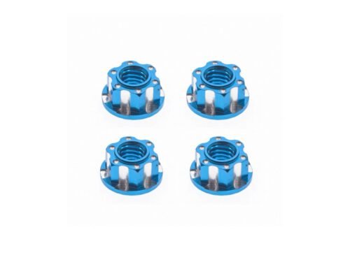 CNC Machined Aluminum M4 Nuts - Blue Anodized (4pcs Set)