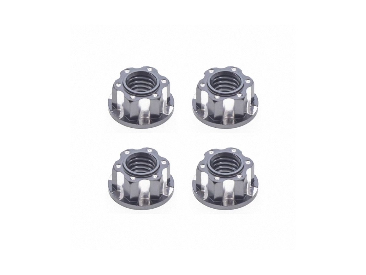 CNC Machined Aluminum M4 Nuts - Blue Anodized (4pcs Set)